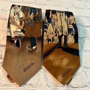 NORMAN ROCKWELL WATSON BROTHERS 1995 VAN HEUSEN CORPORATE CASUAL (2) SILK TIES